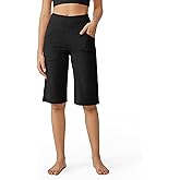 Promover Wide Leg Cropped Pants for Women Casual Palazzo Capri Pants Knee Length Yoga Loose Capris for Casual Work Workout(Dark Navy,L,14")