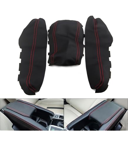 thumbnail image 2 of Black Carbon Fiber Steering Wheel Cover - Red Perforated Leather Hand Stitch For Honda Civic 2016-2021 2 of 11