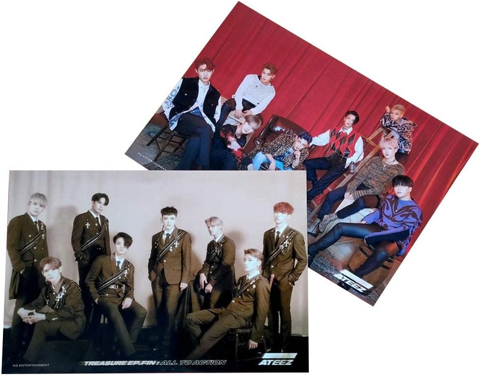 ForUBeauty 2 pcs Kpop ATEEZ Posters Treasure EP.FIN: All to Action Poster San Wooyoung Seonghwa Yeo Sang Wall Decor Gift for Fans 30x21cm(ATEEZ)