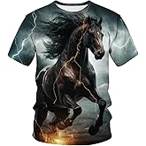 Lurhonp Mens Animal Print T-Shirt Funny Horse Short Sleeve Tee Tops