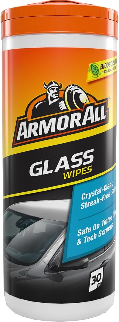 Armor All Glass Wipes 30 Biodegradable Streak-Free Car Window Cleaning
