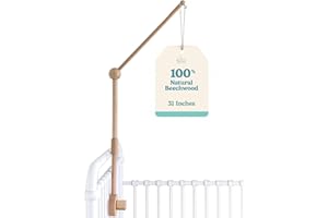 Sorrel + Fern Baby Crib Mobile Arm - Wooden Holder (31 inch, 100% Natural Beech Wood) - Strong Anti Slip Attachment - Nursery