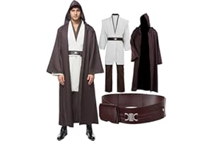 Wecos Tunic Hooded Robe Knight Costume Outfits Halloween Cosplay Costume for Mens Three Versions