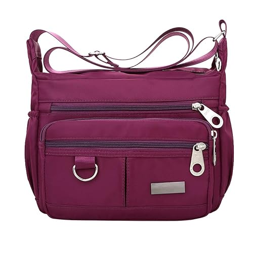 FENICAL Shoulder Bag Oxford Cloth Crossbody Bag Leisure Handbag Travel Bag Messenger (Purple)