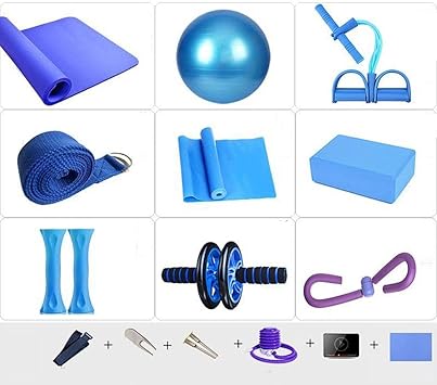 LYZ WeiQun Colchoneta de Yoga Kit De Yoga, Starter Kit con Accesorios for Pilates Yoga, Fitness Kit De Inicio for El Hogar Kit for Cualquier Yogui Principiantes (Color : Blue): Amazon.es: Deportes