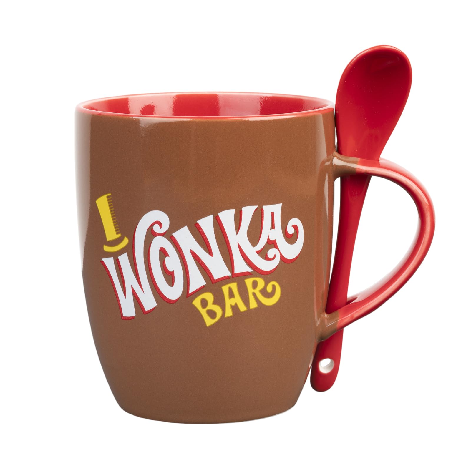 Grupo Erik Ceramic Mug with Spoon - Willy Wonka Bar | 12.8 oz - 380 ml Coffee Mug Tea, Cool Mugs and Cups | Merchandise Willy Wonka Gifts Under 15 Pounds