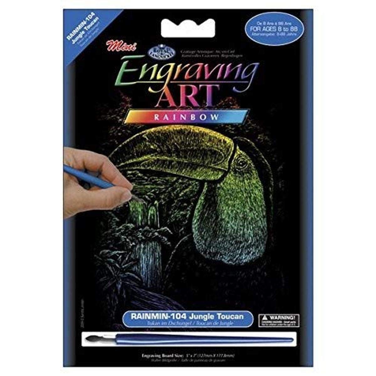 Royal Brush RAIMIN-104 Mini Rainbow Foil Engraving Art Kit, 5 by 7-Inch, Jungle Toucan — image 1