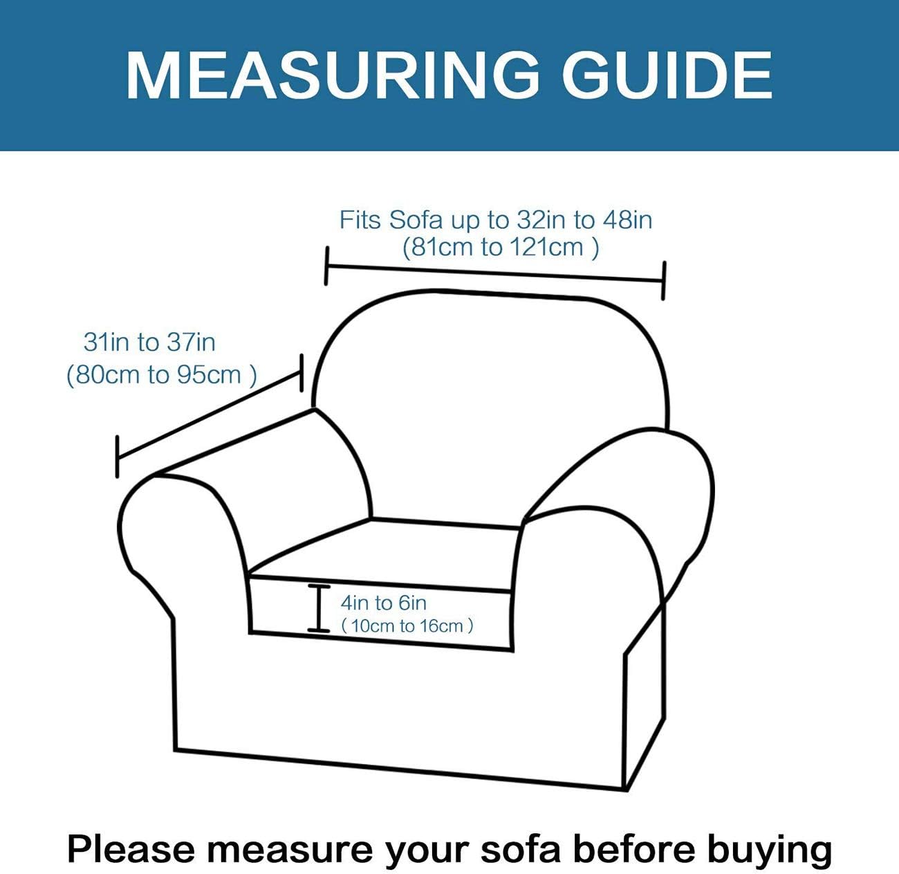 2 Piece T Cushion Chair Cover Stretch Furniture Cover / Armchair Protector for Chair Width Up to 48 Inches, High Spandex Stylish Slipcover Machine Washable (Chair, Gray): Kitchen & Dining