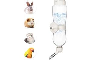 VANNON 17oz Small Animal Water Dispenser for Crate, Parrots Water Bottle for Cage, Chewproof Pet Water Bottle for Rabbits, Guinea Pigs, Ferrets, Chinchillas and Other Small Rodents, Top Fill, White
