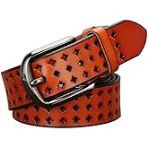 VONSELY Hollow Leather Belts for Women, Soft Leather Womens Belts with Pin Buckle