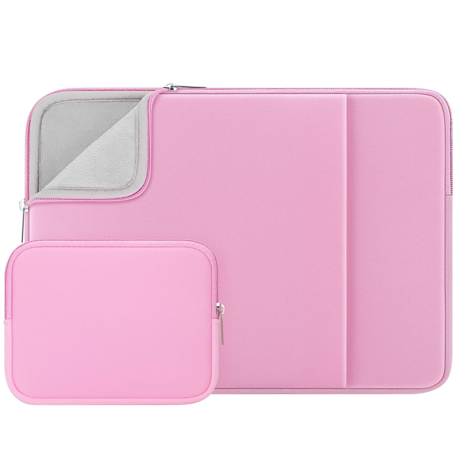 RAINYEAR 16 Inch Laptop Sleeve Protective Soft Case with Front Pocket & Accessories Pouch, Compatible with 16" MacBook M1 M2 M3 M4 M5 A3428 A3429 A2141 A2485 A2780 A2991 A3403 A3186(Pink)