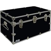 C&amp;N Footlockers - Large Undergrad Storage Trunk - Made in the USA - Only STEEL Footlocker on Amazon - Durable Chest with Lid Stay - 32 x 18 x 16.5 Inches (Black)
