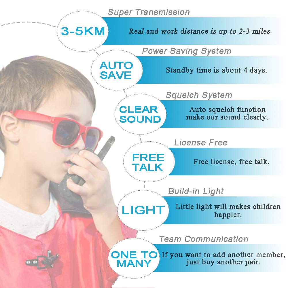 Walkie Talkies for Kids, 22 Channels 2 Way Radio 3 Mile Long Range Kids Toys and Handheld Kids Walkie Talkies, Best Gifts and Top Toys for Boy and Girls Ages 3-12 for Outdoor Adventure Games (1 Pair)