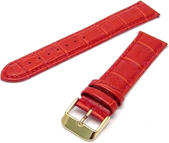 Correa Reloj de Piel Extra Larga XL Rojo Acolchado de Grano ...