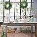 Adeeing 15 Inches Artificial Green Leaf Wreath with Bow Door Hanging Wall Window Decoration Holiday Festival Wedding Decor, Style A