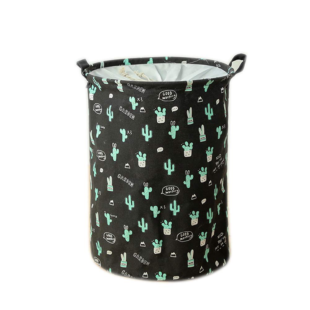 Qinlee - Cesto para la Ropa de Lino Grande y Redondo, con asa, con Tapa