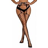 Buitifo Woman Thigh High Garter Stockings Patterned Tights Fishnet Pantyhose