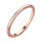 Greenpod 2mm Thin Tungsten Wedding Bands for Women Rose Gold Slim Domed Engagement Promise Ring Comfort Fit Size 9
