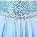 Girls Snow Queen Costume Elsa Dress Christmas Princess Dress Up,Sky Blue,140(US 6)