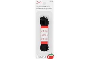 Dritz 9342B Round Cord Elastic, Black, 5-Yard