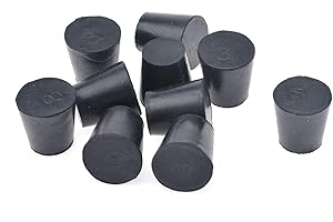 Coshar Rubber Stoppers #3 Size Stoppers for Lab, Household and Industrial- 24mm x 18mm, 25mm Long, Black (10pcs)