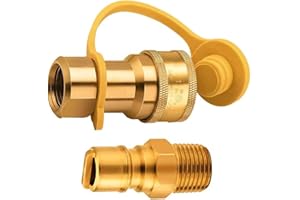 MASITE PCWJ 1/2" 3/8 Inch Natural Gas Quick Connect Fittings, Brass Quick Disconnect Plug with Female and Male Pipe Thread, Two-Way Connection