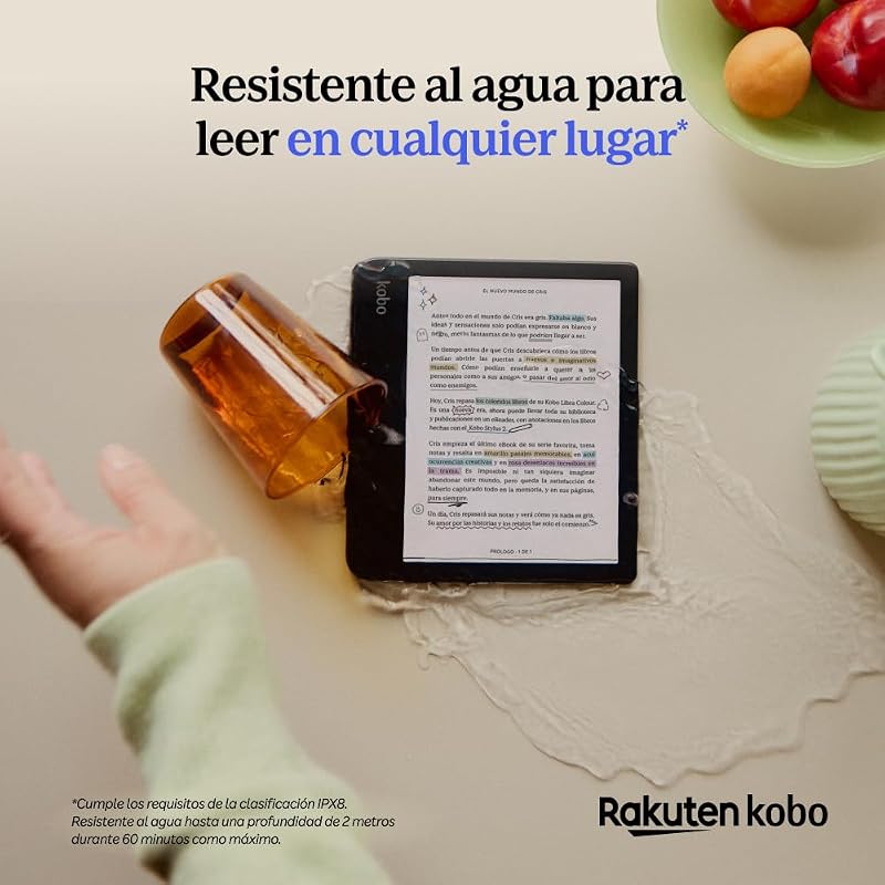 Libra Colour eReader | Pantalla E Ink Kaleido™ 3 de 7" | Temperatura del Color y Brillo Ajustables | Reducción luz Azul | eBooks y AudioBooks | Memoría 32 GB | Resistente al Agua | Negro