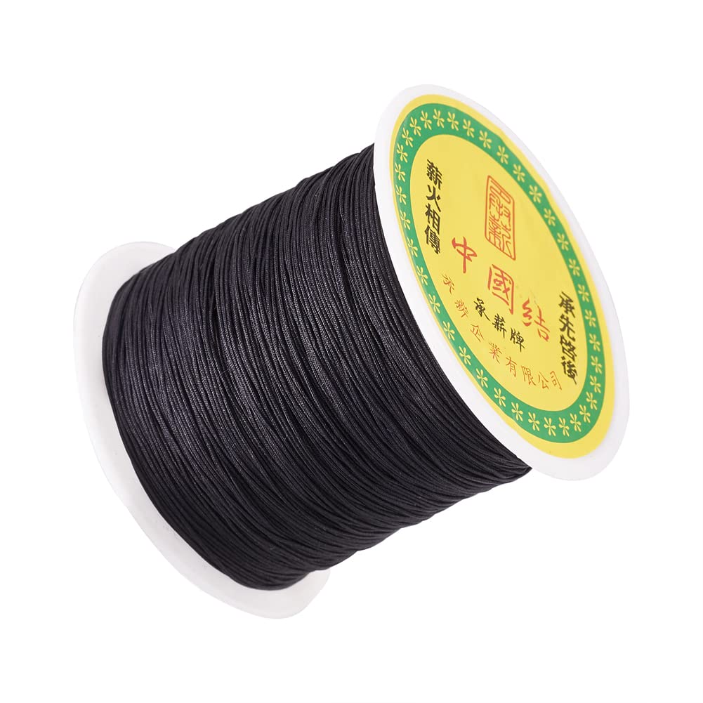 Cheriswelry 0.5mm Nylon Beading String Silky Black for Jewelry Making, 150 Yards