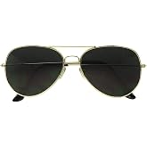 Rhode Island Novelty Dark Aviator Sunglasses Gold Frame with Black Lens One Pair