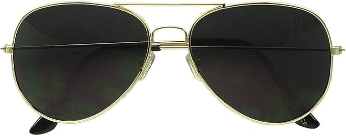 Amazon Com Rhode Island Novelty Dark Aviator Sunglasses Gold