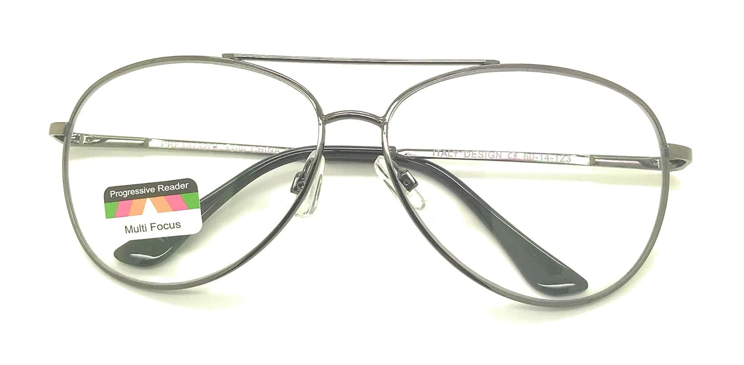 Buy Aviator Reading glasses no line bifocal progressive clear lens