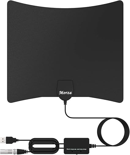 Amazon 地上最強 Morza 室内アンテナ Hdtvアンテナ 1km受信範囲 信号ブースター付き Uhf Vhf対応 全種類テレビ対応 5ｍケーブル Kixf 7 Morza Bs Cs放送機器