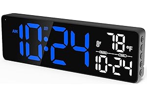 XUANZIT Large LED Digital Wall Clock with Date, Temperature, Auto-Brightness, Auto-DST | Big Digital Clock for Bedroom, Desk, Classroom, Living Room, Kitchen, Office, Gym, Farmhouse, Xmas Gift for Seniors