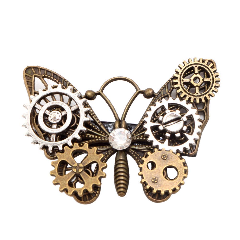 BLESSUME Gothic Women Steampunk Gear Wings Clock Butterfly Hat Lace Hair Clip Headwear (2)(Size: One Size) — image 1