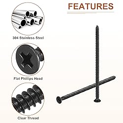 DTGN 100Pcs #10x4" Flat Head Wood Screws, 304