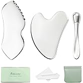 LeMeeOly 3pcs Stainless Steel Gua Sha Facial Tools & Eye Cream Applicator Metal GuaSha Set for Face Body, Detailer Gua Sha Lymphatic Drainage Massager,Guasha Face Sculpting Tool