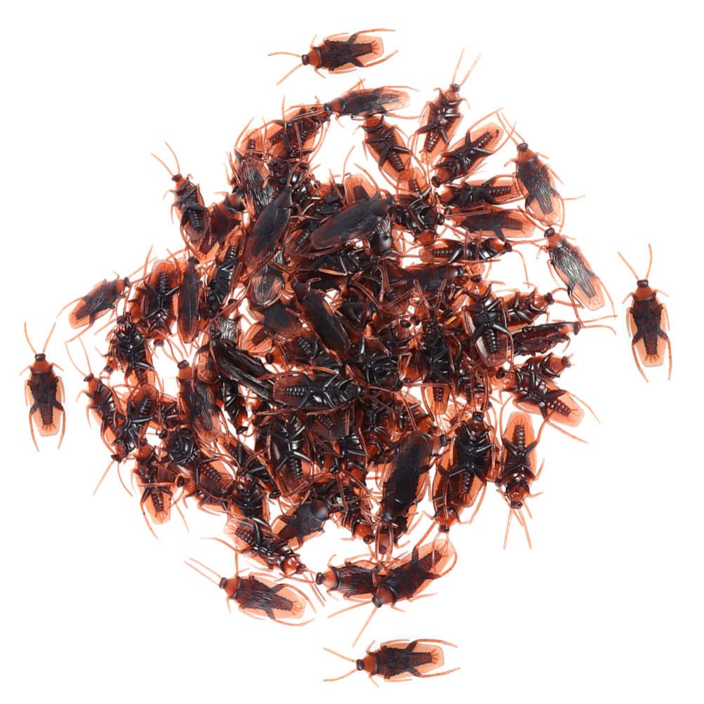 Toyvian 120Pcs Fake Cockroaches, Simulation Plastic Bugs Realistic Fake Roaches Toys for Party Favors Halloween Decorations Prank Trick Toys