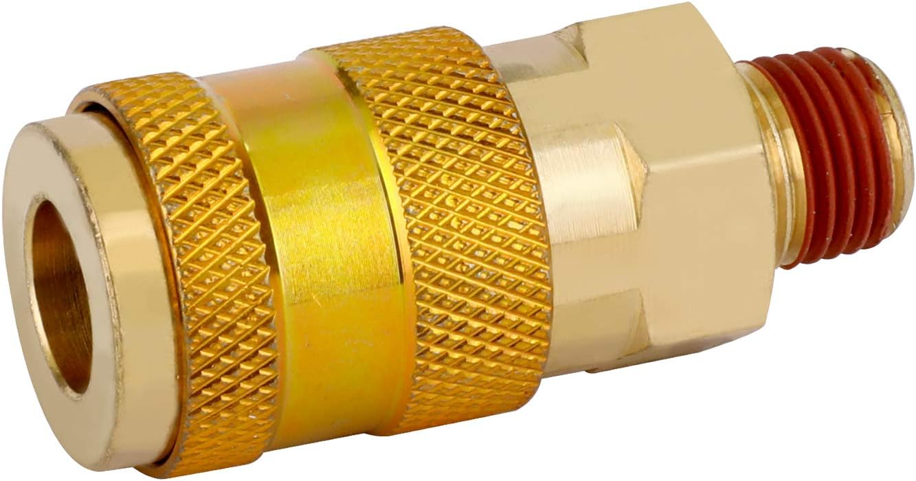 WYNNsky Air Compressor Accessories Fittings, Universal Type Air Coupler with 1/4'' NPT Male Threads, 10 Pieces Air Tools Fittings - - 