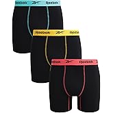 Reebok Mens Boxer Briefs - 3 Pack Athletic Stretch Moisture Wicking 6” Inseam Mens Underwear Boxer Briefs with Contour Pouch