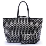 CharlestonDe Lady Tote PU Leather Shoulder Bag Set (GM Size, Black)