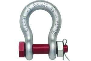 Crosby 1019472 Carbon Steel G-2130 Bolt Type Anchor Shackle, Galvanized, 2 Ton Working Load Limit, 1/2" Size