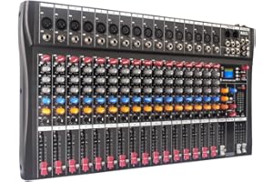 Yamnweo GX16 Yamnweo Professional 16-Channel Bluetooth Audio Tuner - Studio and Live Console with Special Effects, USB, MP3, 48V Phantom Power Supply for Bar DJ, Party, Music Making