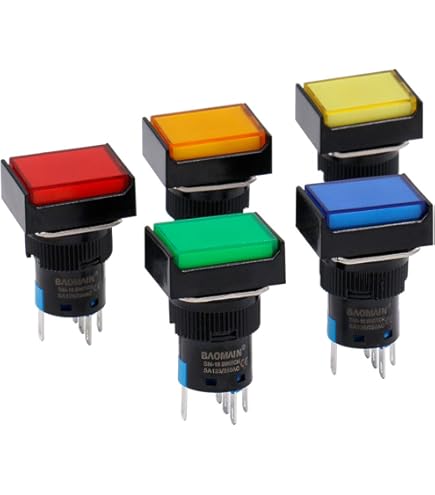 Buttonアソート Aexit 5 x Switches Red Cap Rectangle Momentary 2-Terminal