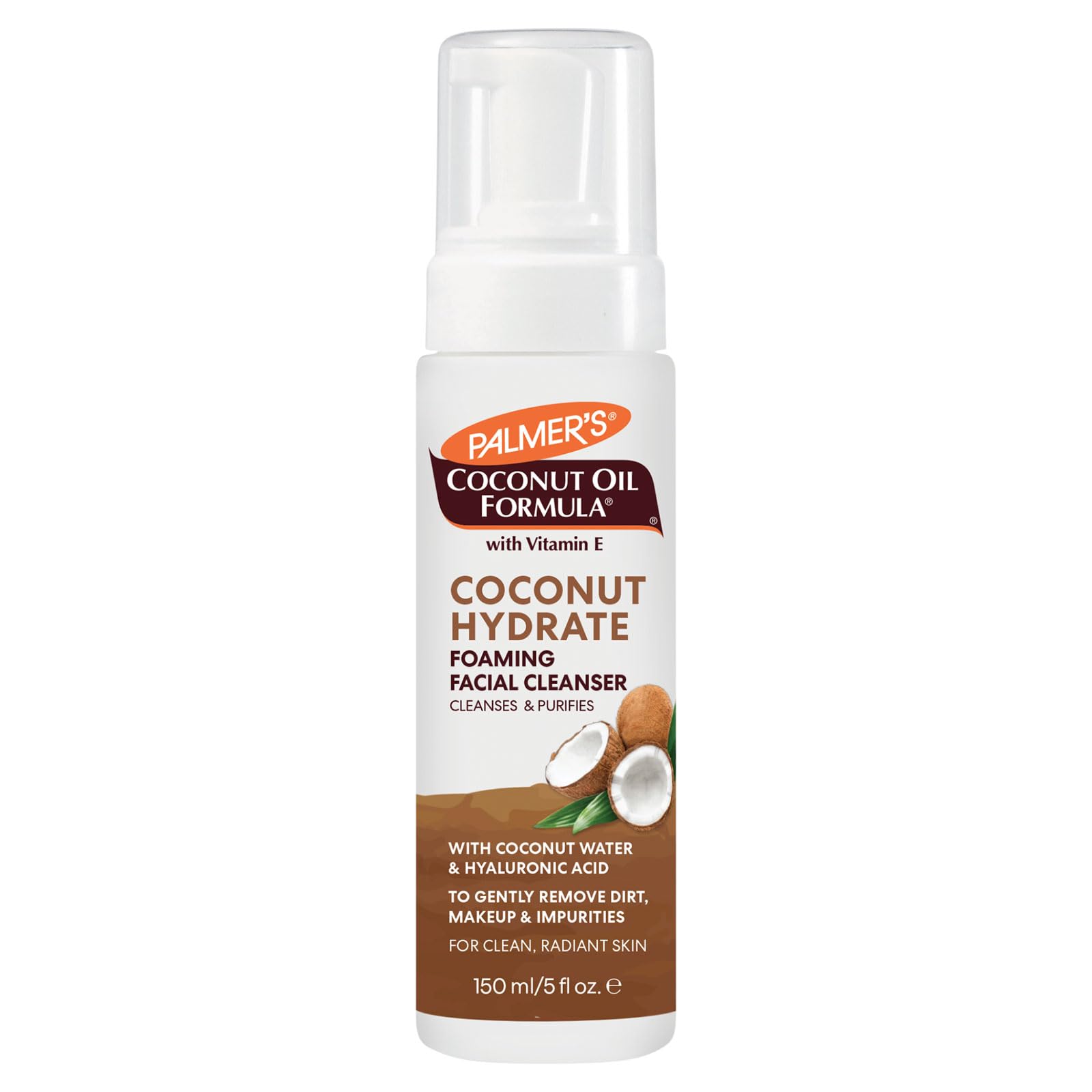 Palmer's Coconut Hydrate Foaming Facial Cleanser with Hyaluronic Acid & Vitamin E, 150ml - Deep Cleanse & Hydrate for Radiant Skin, Phthalate & Mineral Oil Free.