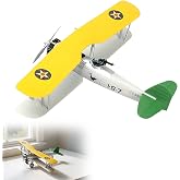Bxlitghood O2U-4 Corsair Biplane Model 1:48 Scale &ndash; WW2 US Navy Carrier Aircraft Replica for Adult Hobbyists, Plastic Snap Assembly Display Kit.(Yellow)