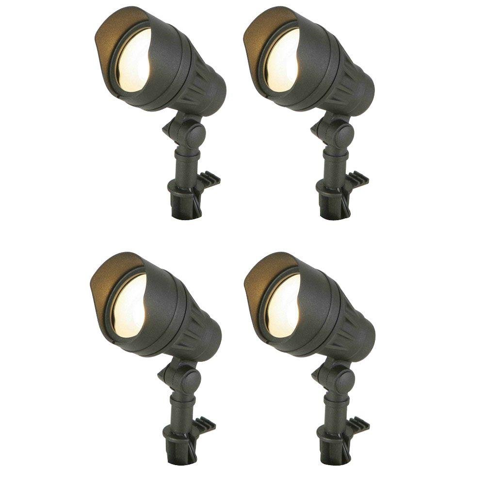 Hampton Bay Low-Voltage LED Black Outdoor Flood Light (4-Pack)