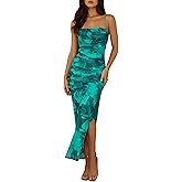 Women's Summer Maxi Dresses 2026 Bodycon Floral Sexy Spaghetti Strap Side Slit Party Cocktail Wedding Guest Mesh Long Dress
