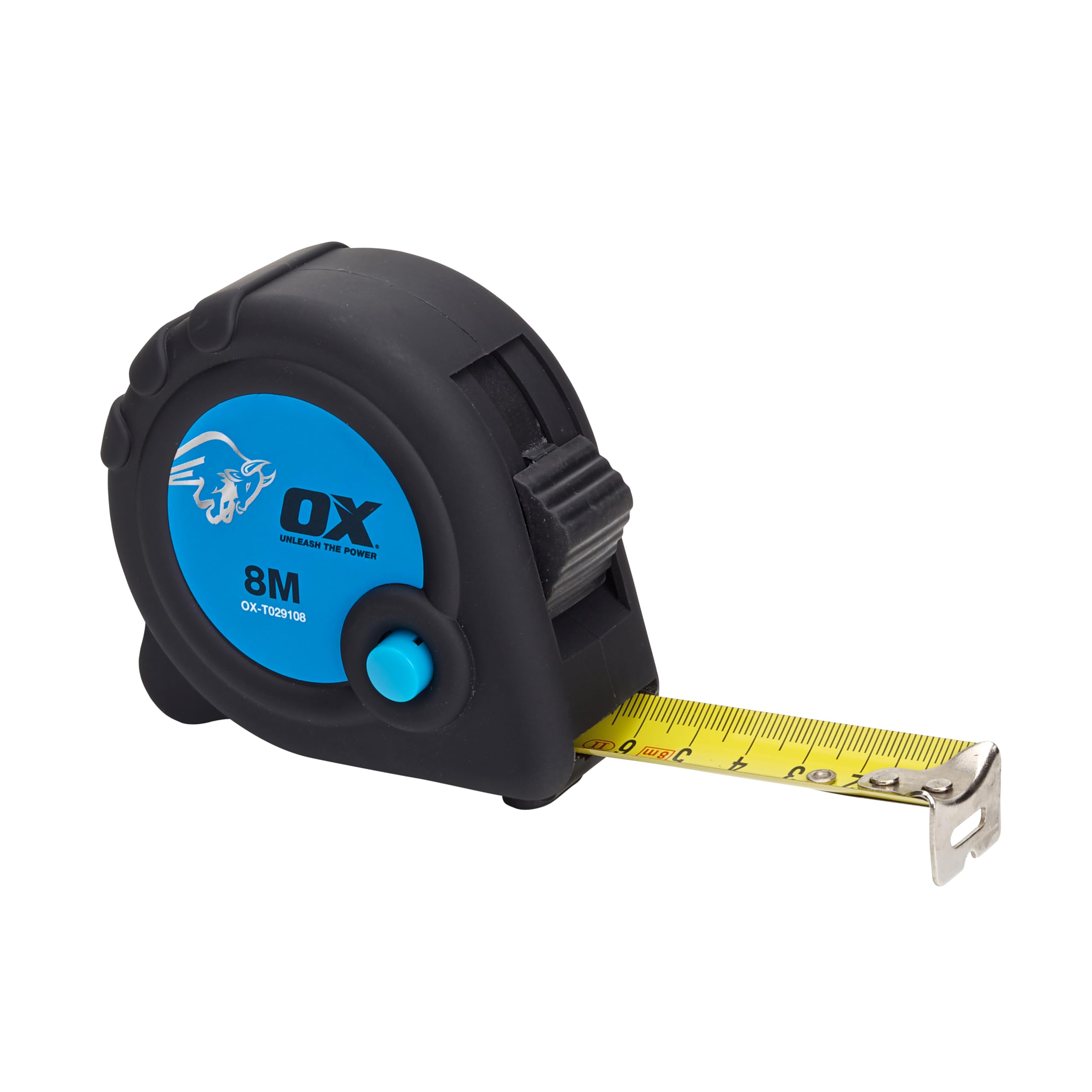 OX Trade 8m Tape Measure - Metric Only,Black/Blue