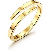 THUNARAZ 14K Gold Filled Rings for Women - Non Tarnish Gold Wedding Bands | Waterproof Stackable Thumb Rings | Open Twist Adjustable Rings Size 5 to 10