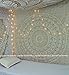 Popular Handicrafts Wall Hanging Tapestry For Bedroom Hippie Elephant Mandala Bohemian Hippy Metallic Shine Intricate Indian Tapestries Bedspread 90 x 108 Inches (230cm x 270cm) Gold & White